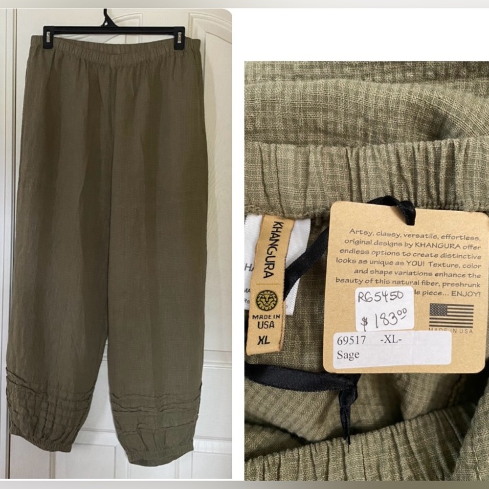 Khangura Linen Blend Harem Pants Women’s size XL, Sage